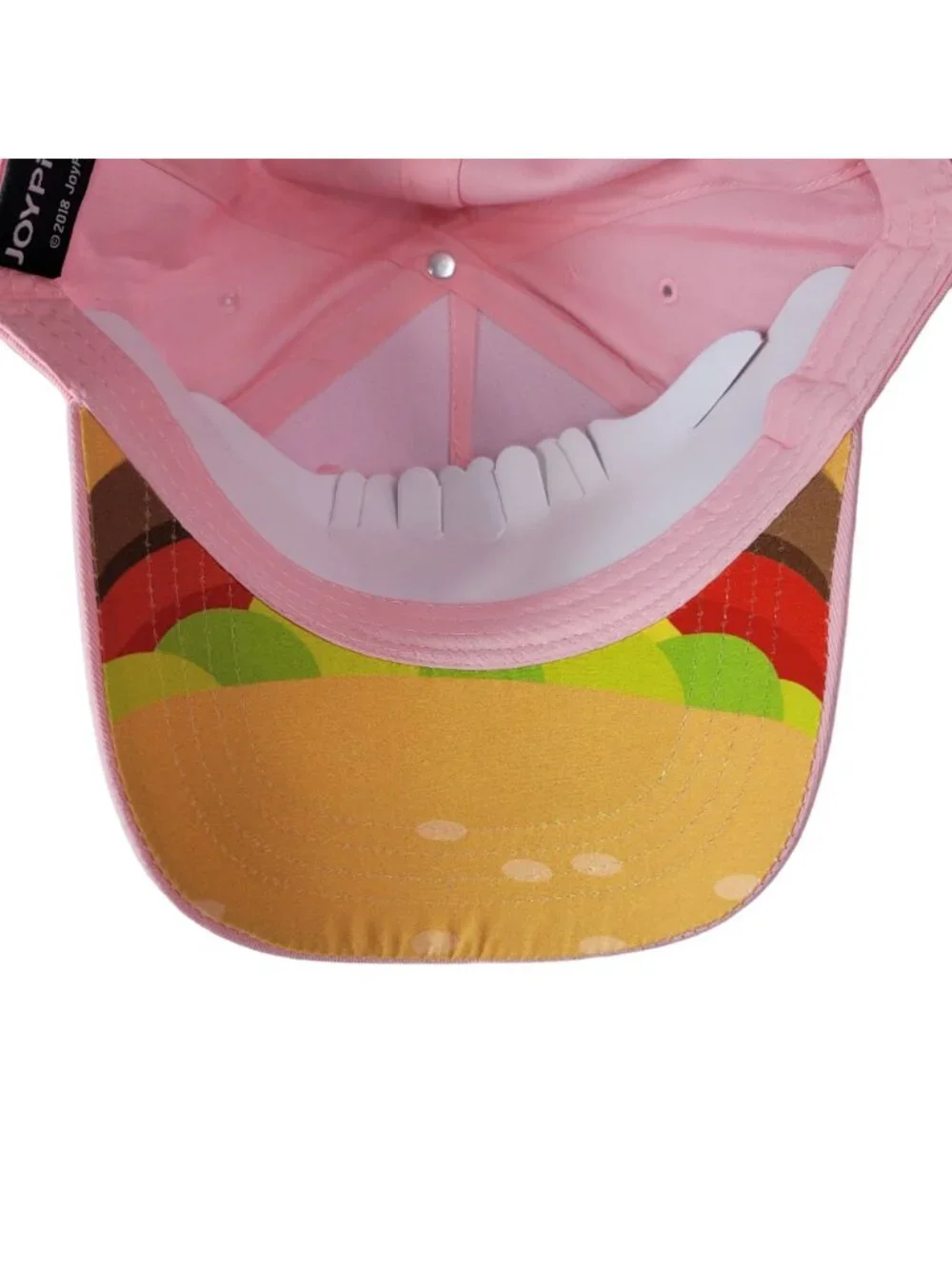 Joy Pixels Hamburger Emoji Hat Pink OS Curved Snapback Baseball Cap Adj NEW